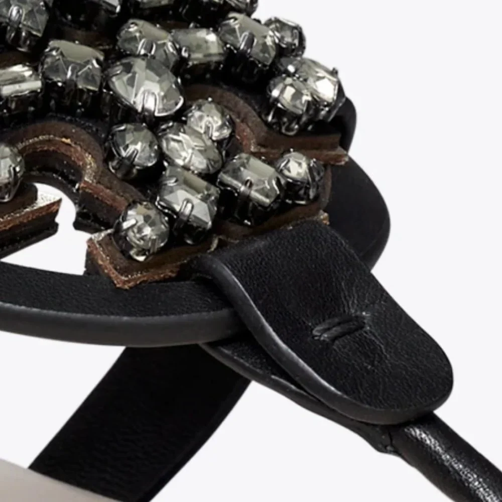 Tory Burch MANY SIZES CRYSTAL MILLER SOFT SANDAL Embellished Jeweled Two Tone
